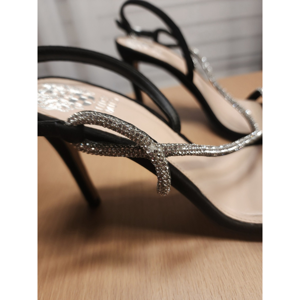 Vince Camuto Classic Rhinestone Bedazzled Straps Heels Stiletto 9 M - Black - Picture 14 of 16